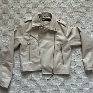 Never worn - Zara Cream Leather Jacket